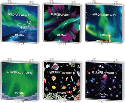 POCOCO Aurora and Deep Sea Series Galaxy Star Projector Night Light Discs: Realistic Galaxy Patterns, 5K Ultra HD, 96% Light Transmission, High Brightness - 6-Piece Pack (Projector Not Included)