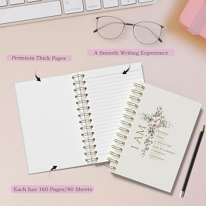 Inspirational Notebook - Christian Gifts, Daily Prayer Journal, Prayer Notebook, Spiral Bible Notebook, Christian Gifts Journal, Daily Prayer Journal, Christian Notebook for Women, 5.5x8.3 Inches