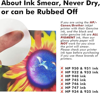 Koala Glossy Inkjet Photo Paper 4X6 Inches 48lb 100 Sheets Professional Glossy Photographic Paper Compatible with Inkjet Printer Use DYE INK 180GSM