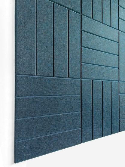 Large Cork Board Alternative - 12-Pack Felt Wall Tiles with Safe Removable Adhesive Tabs, Cork Wall Tiles Bulletin Board Home Office Essentials - Prussian Blue