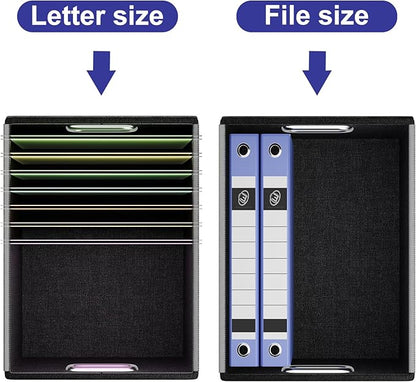 Huolewa Portable Leather File Organizer Boxes with Lids, Collapsible File Folder Organizer Boxes, Decorative Small Filing File Cabinet for Home/Office, Easily Store Documents/Hanging File Folders