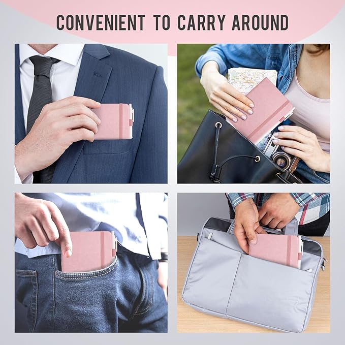 Pocket Small Notebook Journals, 16 Pack (Rose Pink) Mini Notebook 3.7x5.7 Journaling Notebooks for Women Men, Hardcover Lined Note Pads with Pens for Work, Business, Travel Journal, Office Supplies