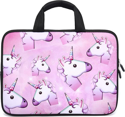 11 11.6 12 12.1 12.5 inch Laptop Carrying Bag Chromebook Case Notebook Ultrabook Bag Tablet Cover Neoprene Sleeve for Apple MacBook Air Samsung Google Acer HP DELL Lenovo Asus (Pink Unicorn)