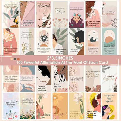 BRYTEFY 100 Empowering Affirmation Cards for Women, Daily Motivation with Thought-Provoking Questions, Mindfulness, Inspiration, and Meditation and Self Care Gift For Women.