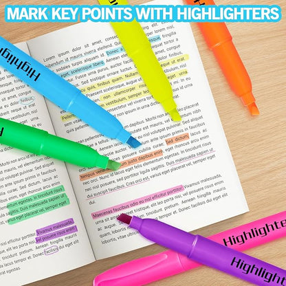 Highlighters, Chisel Tip Dry-Quickly Highlighter Markers, 300 Count-6 Assorted Colors Highlighters Bulk Pack for Adult Kids, Office Classroom Must Have, School Supplies for Teachers (2 Boxes of 150)