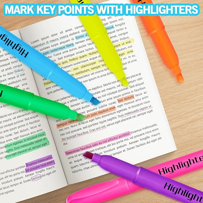 Duchong 108 Count Highlighters, Chisel Tip Dry-Quickly Highlighter Markers, Assorted Colors Highlighters Bulk Pack for Adult Kids, Office Classroom Must Have, School Supplies for Teachers