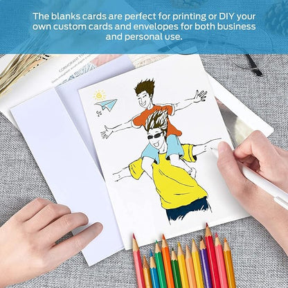 Blank White Cards and Envelopes 100 Pack, Ohuhu 4 x 6 Heavyweight Folded Cardstock and A4 Envelopes for DIY Greeting Cards, Wedding, Birthday, Invitations, Thank You Cards & All Occasion