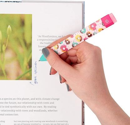 New Pen Bookmark with Refills | Erasable Ballpoint Gel Pen and Bookmark 3-in-1 | Ink Novelty Pen with Eraser | Page Marker | Book Marker | Page Holder Clip | Gift for Reader and Writer (Doughnut)