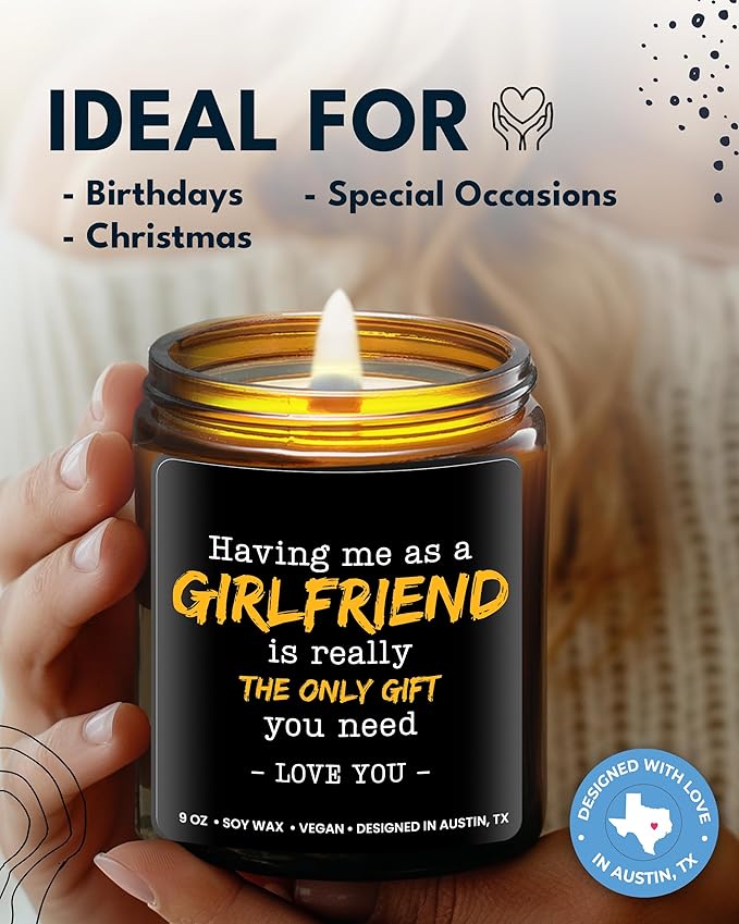 Funny Boyfriend Candle, Thoughtful Birthday Gifts for Boyfriend, Unique Sentimental Gift Ideas for Him from Girlfriend, Perfect Present for Birthday, Christmas, Special Occasions, Gift Ready