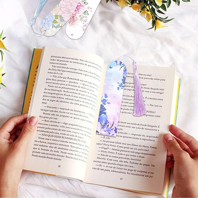 Sublimation Bookmark Blank Double Sided - 50Pcs Metal Bookmark Blanks Bulk + 50 Colors Bookmark Tassels, Bookmark Making Kit, for DIY Bookmarks, Book Lovers, Crafts, Reading Gifts