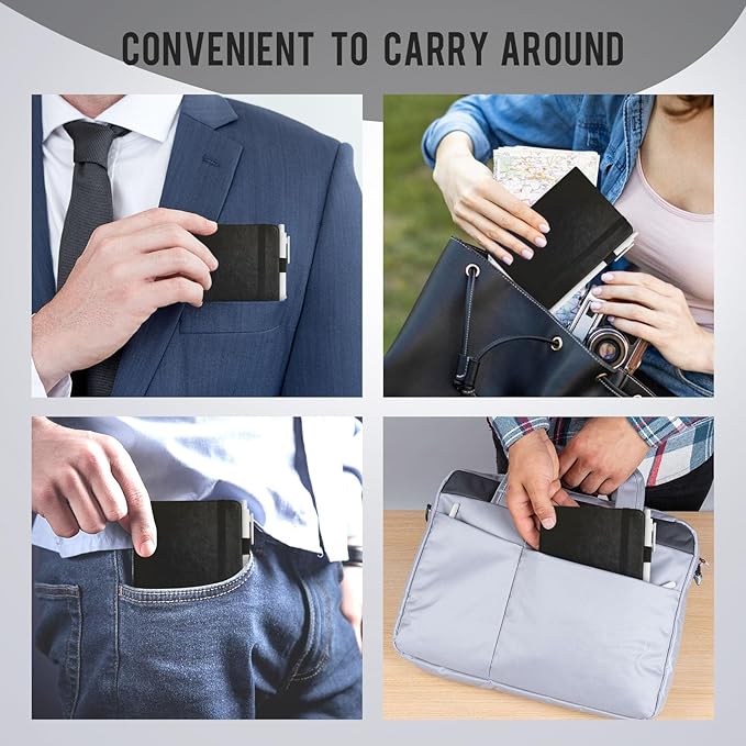 Pocket Small Notebook Journals, 8 Pack (Midnight Black) Mini Notebook 3.7x5.7 Journaling Notebooks for Women Men, Hardcover Lined Note Pads with Pens for Work, Business, Travel Journal, Office Supplies