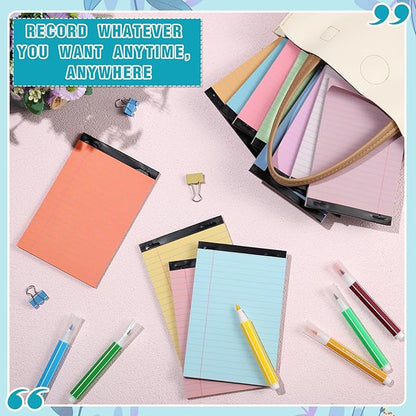 Lincia 36 Pcs 4" x 6" Legal Pad Writing Notepads Small Legal Pad College Ruled 30 Sheets Multiple Color Lined Note for Work 80 Gsm Paper for Grocery List Shopping List (Candy Color)