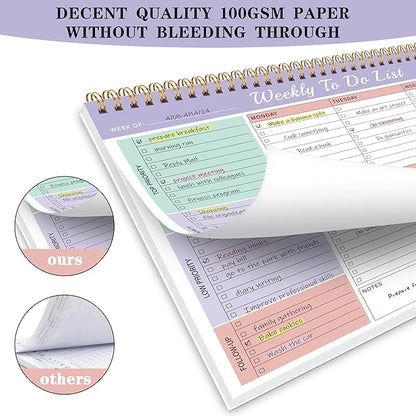 Weekly To Do List Notepad with Priorities,Follow Up 8.5"×11" 12 Monthes Undated Weekly Desk Planner Organizer for School,Office Supplies,Family