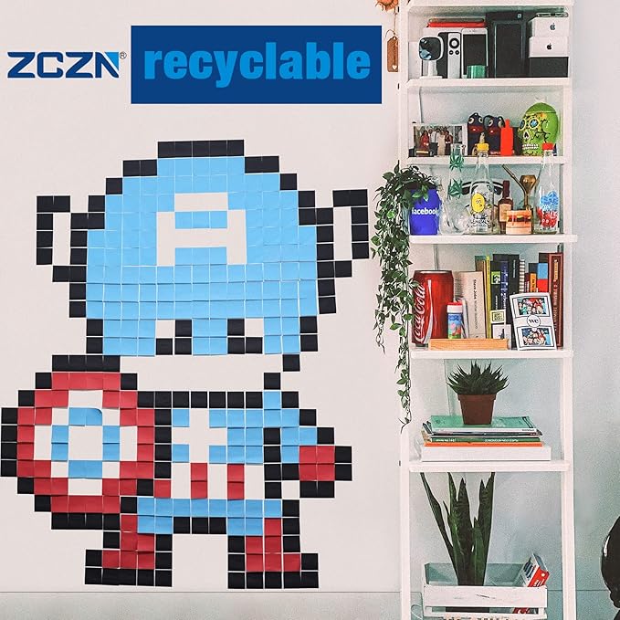 ZCZN 400 Sheets Pop-up Sticky Notes, 3 x 3 Inches, 4 Pads Bright Color Self-Stick Notes, 100 Sheets/Pad, Blue