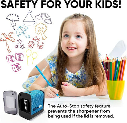 Battery-Operated Electric Pencil Sharpener for Kids, School, Home, Office - For No. 2 Pencils and Colored Pencils