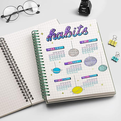 EMSHOI Graph Paper Spiral Notebook 7.48" x 10.15" - B5 Graph Paper Notebook, 2 Pack 320 Pages 100gsm Thick Grid Paper, Plastic Hardcover Journals for Writing Engineering Graphing Work School Supplies