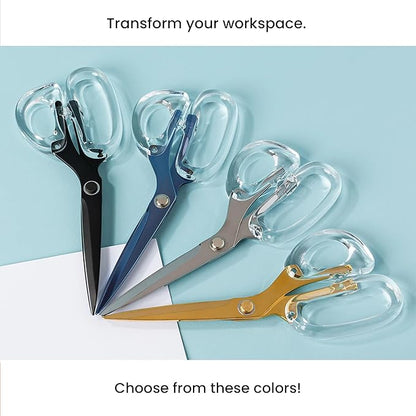 OfficeGoods 9” Stainless Steel Acrylic Scissors for Office and Home - Aesthetic and Sharp All Purpose Scissors, Perfect for Sewing, Arts and Crafts - Sapphire