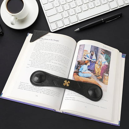 Book Weight Page Holder Heavy Genuine Leather Book Open Holder for Men Women Cookbook Weighted Bookmarks Gift Writer Reader (Bookmark+Heavy Page Holder-Black)