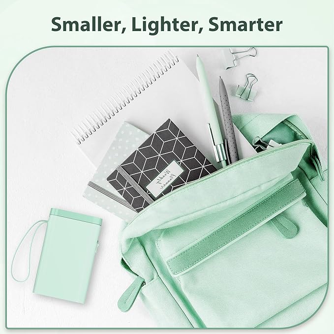 P21 Label Maker Machine with Tape, Bluetooth Label Printer Thermal Mini Label Makers with Built-in Cutter and Multiple Templates, Portable Printers for School, Office, Home Use (Green)