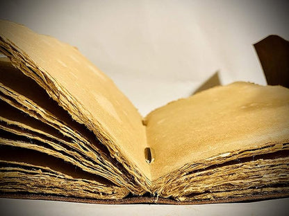 Vintage Leather Journal - 200 pages Deckle Edge Rustic Paper - Unlined Pages Book of Shadows, Grimoire, Junk Notebook, Fantasy Medieval Gifts, Sketchbook, Antique Scrapbook (Dark Brown, 9"x6")