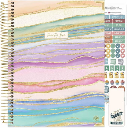 bloom daily planners 2025 Planner HARDCOVER (8.5" x 11") Calendar Year Day Planner (January 2025 - December 2025) - Appointment Goal Organizer - Monthly & Weekly Inspirational Agenda Book - Watercolor Waves
