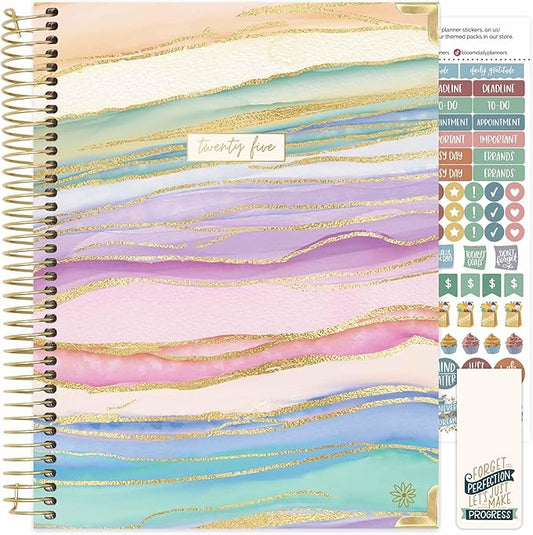 bloom daily planners 2025 Planner HARDCOVER (8.5" x 11") Calendar Year Day Planner (January 2025 - December 2025) - Appointment Goal Organizer - Monthly & Weekly Inspirational Agenda Book - Watercolor Waves