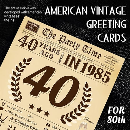 Funny 40th Birthday Card for Women Men, 3D Pop Up 40th Birthday Decorations for Her Him, Happy 40th Birthday Gifts for Husband Wife, Jumbo 40 Year Old Birthday Card, Review of 1985, Classy (8"x10")