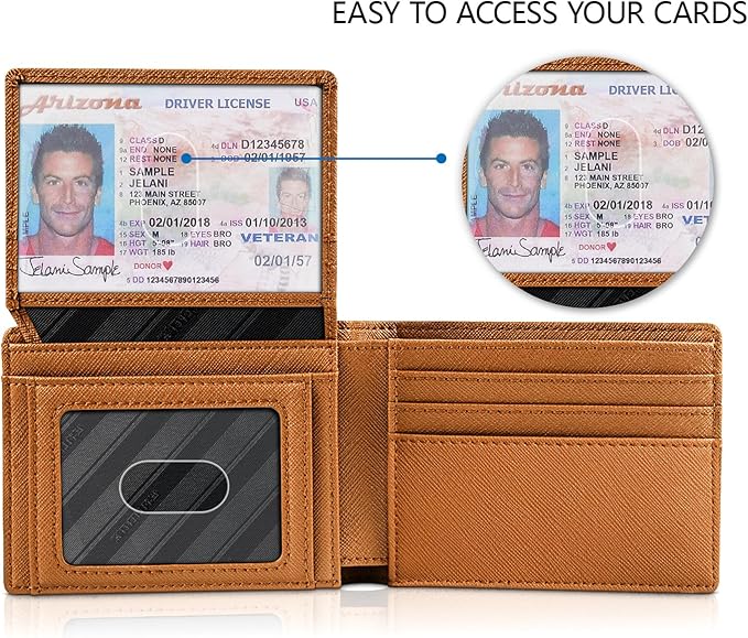 RUNBOX Wallet for Men Slim Rfid Leather 2 ID Window With Gift Box