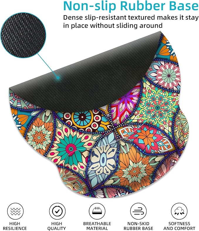 Ergonomic Mouse Pad with Wrist Support,Boho Modern Art Mouse Pad with Wrist Rest,Relieve Wrist Pain Mousepad Non-Slip Rubber Base,Mouse Pads for Desk,Computers,Laptop,Office,Gaming,Accessories