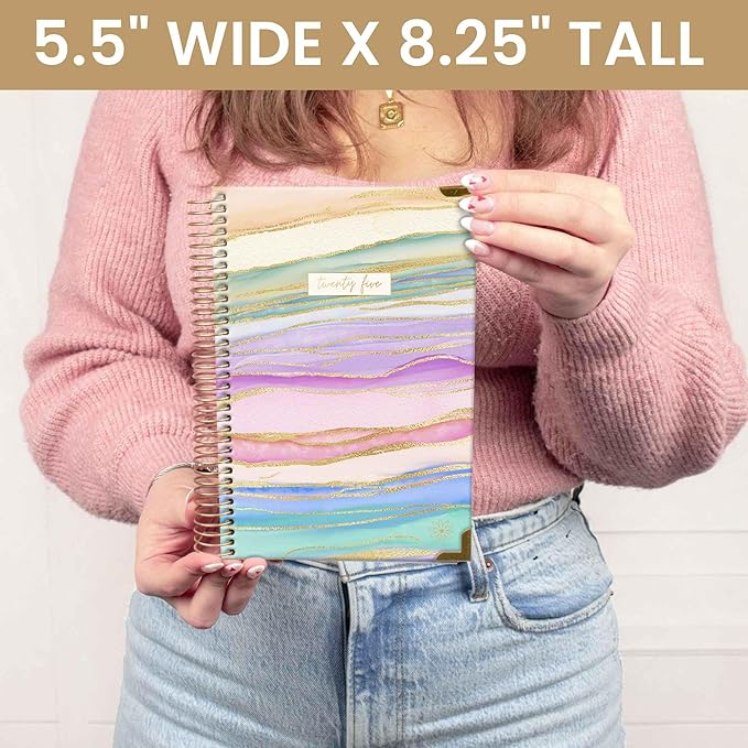 bloom daily planners 2025 Planner HARDCOVER Calendar Year Day Planner (January 2025 - December 2025) - Task & Goal Organizer - Monthly & Weekly Inspirational Agenda Book - 5.5" x 8.25" - Watercolor Waves