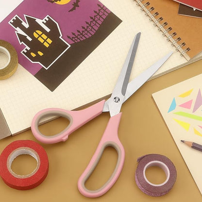 Scissors 8.5 Inch Multipurpose Scissors Bulk Set of 3, Durable and Sharp Scissors for Office Home School Sewing Fabric Craft Supplies, Soft Comfort-Grip Right/Left Hand