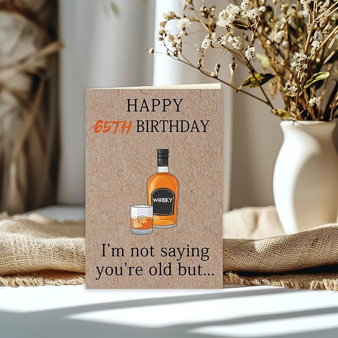 Funny 65th Birthday Gifts for Women Men, 65th Birthday Decorations for Dad Mom, 65 Year Old Bday Card for Man Husband