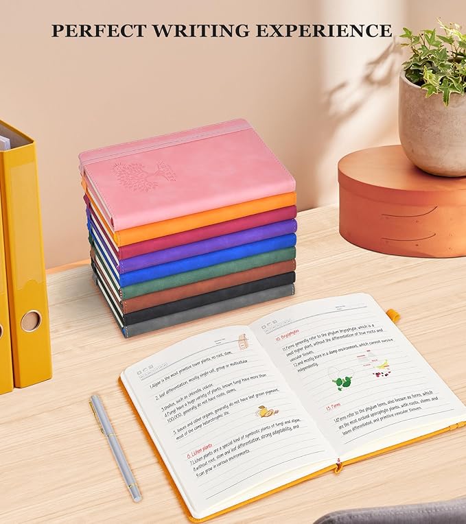 Lined Journal Notebook for Women and Men,Hardcover Leather Journaling Notebook for Writing, Travel, Business, Work and School,200 Pages A5 Notebook for Note Taking, Diary 5.9" × 8.5" - Yellow