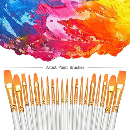 BOSOBO Paint Brushes Set, 4 Pack 40 Pcs Round Pointed Tip Paintbrushes Nylon Hair Artist Acrylic Paint Brushes for Acrylic Oil Watercolor, Face Nail Art, Miniature Detailing & Rock Painting, White