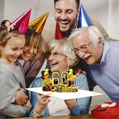 60th Birthday Card for Men Women, 3D Pop Up 60th Birthday Gifts Cards for Him Her, Back In 1965 Funny 60 Year Old Birthday Decorations
