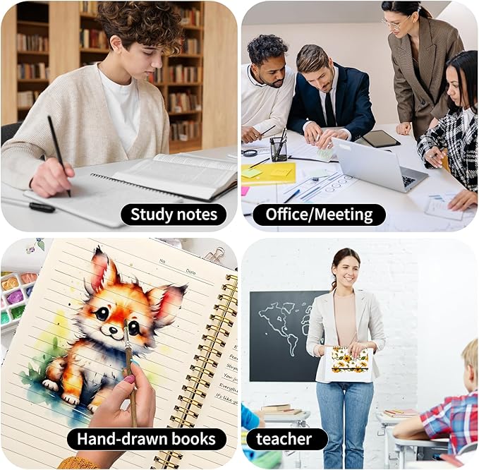 Spiral Journal Notebook, A5 Cute Notebooks for Women Men, College Ruled Hardcover Notebook for Work & Note Taking, 60 Pages Double-Wire Journals for Writing White Sunflowers