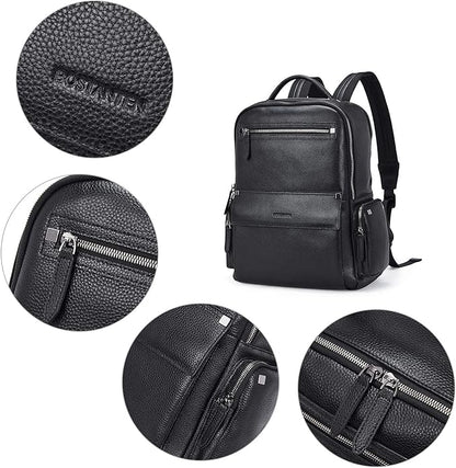BOSTANTEN Men Leather Backpack 15.6” Laptop Backpack Travel Business Office Bag Large Capacity College Daypack