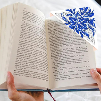 Diamond Art Painting Bookmarks,8Pcs DIY Cute Diamond Art Kits for Adults, Corner Bookmarks Small Crafts Kit for Women Book Lovers (Blue Floral)