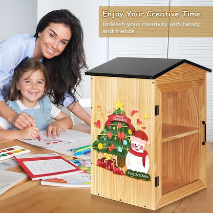 Outdoor Library Box Literature Exchange Box Outdoor Book Storage Little Wood Cabinet for DIY, Neighborhoods Community and Schools Sharing Books, Literature and Newspapers (16x14x25 Inch)