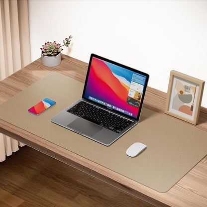 ‎Boutilon Leather Desk Pad 35"x 17" Non-Slip Mouse Pad,Office Desk Mat,Waterprooft PU Leather Desk Blotter,Desk Pad Protector,Desk Writing Pad for Home Office Decor (L-Beige,35"x 17")