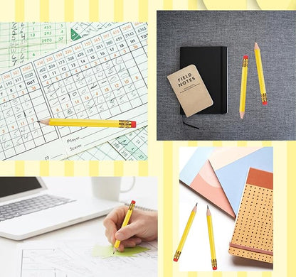 Adhere 25pcs Golf Pencils with eraser Hexagon Wooden Pencils Graphite 2B for Golf Event Scoring,Classroom,Wedding,Company Meetings,Pew, Pocket (Yellow1)