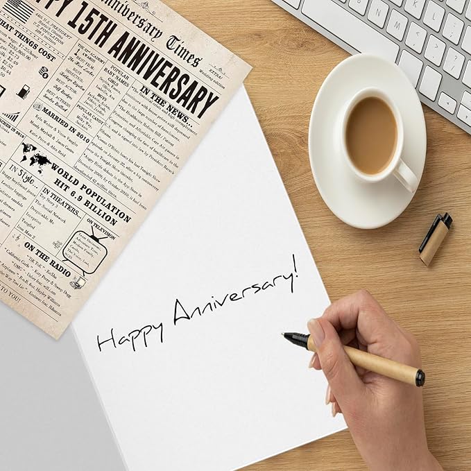 Happy 15th Anniversary Cards Gifts for Wife Husband, Funny 15 Year Anniversary Decorations for Men Women, Large 15th Wedding Anniversary Card for Him Her