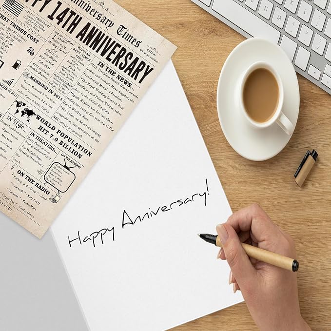 Happy 14th Anniversary Cards Gifts for Women Men, Jumbo 14th Wedding Anniversary Card Gift Ideas for Couple, Lovely 14 Year Anniversary Card for Wife Husband
