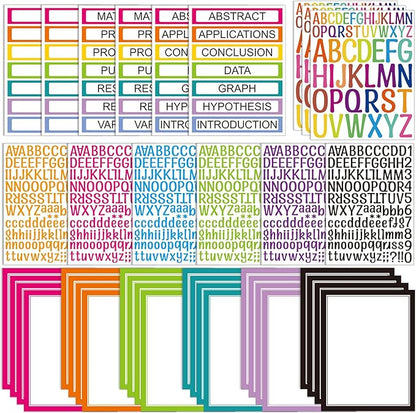 42 Sheets Science Fair Board Supplies 24 Self Adhesive Presentation Science Subtitles 9 Fair Project Titles 9 Personalized Letter Sticker Supplies for Classroom Office(Rainbow)