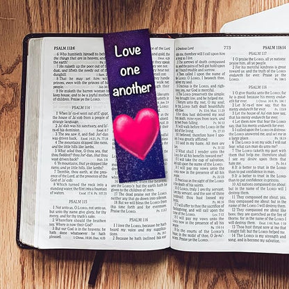 Love One Another, John 13:34, Bulk Pack of 25 Christian Bookmarks for Kids, Childrens Bible Verse Book Markers, Sunday School Prizes with Memory Verses, Scripture Gifts for Kids & Youth
