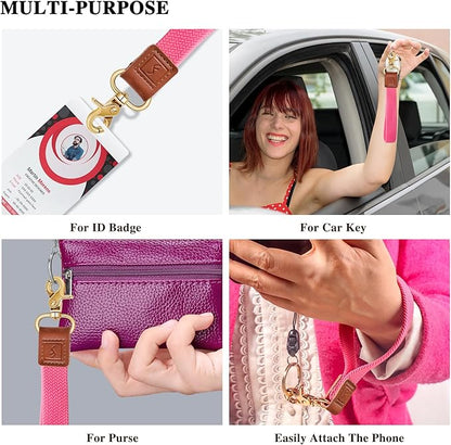 Fishent Stretchy Wristlet Keychain,Braided Cute Wrist Lanyards for Keys, Key Chain Holder for Women Men, Wrist Strap Keychain for Car Keys Phone Camera Wallet ID Badges Card (Pink)