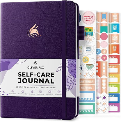 Clever Fox Self-Care Journal – Daily Reflection Notebook – Mental Health & Personal Development Planner, Meditation & Mood Log, A5 (Purple)