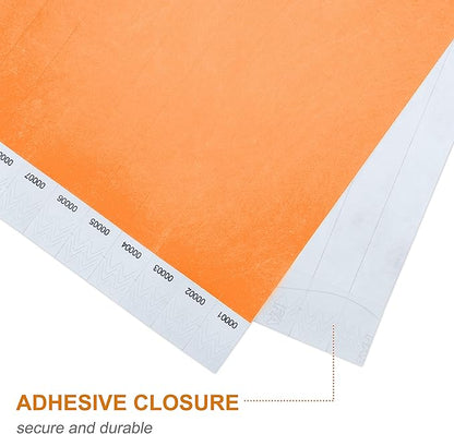 100 Pcs Wristbands, 1-100 Consecutive Numbers Waterproof Tearproof and Printable Wrist Straps Admission Bracelets Tickets (Neonorange)