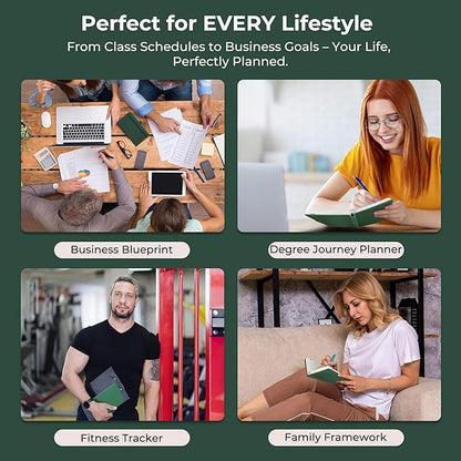 Weekly Monthly 2026 Planner (Jan.26-Dec.26),6.5"x3.75",12 Months Agenda Plan with Month Tabs & Pocket,Expenses/Note Pages, Appointment Book Calendar with Hardcover Vegan Leather Cover,Green