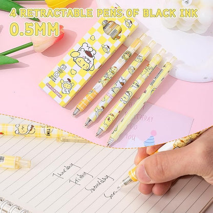Cute School Supplies Anime Stationery Gift Set Includs Gel Pens, Journal Notebook, 50 Stickers, Pencil Case, Kawaii Stationery Set, Back to School Gift(Yellow)